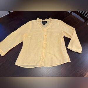 Terry Lewis Classic Luxuries Light Yellow Ruffled Blouse